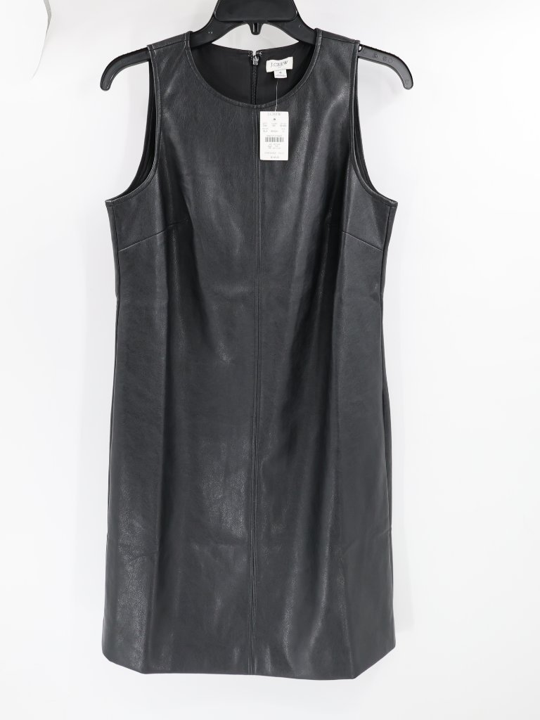 Nwt J Crew Dress Women's 4 Sleeveless Faux Leather Shift Dress Black Back Zip